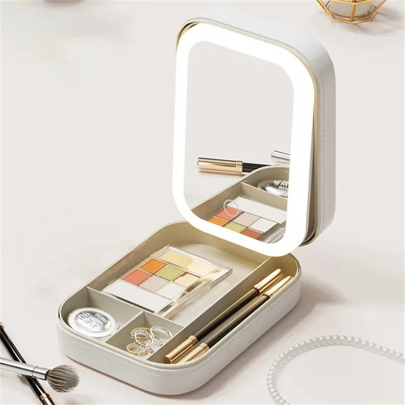LED Lighted Makeup Case with Adjustable Brightness and Travel-Friendly Design