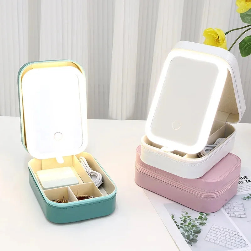 LED Lighted Makeup Case with Adjustable Brightness and Travel-Friendly Design