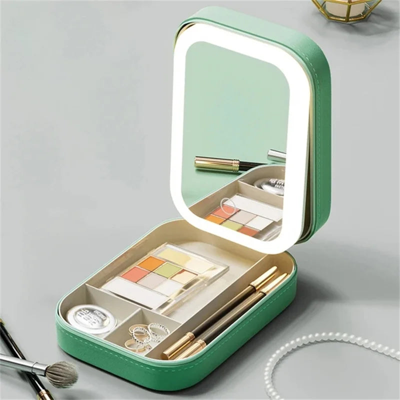 LED Lighted Makeup Case with Adjustable Brightness and Travel-Friendly Design