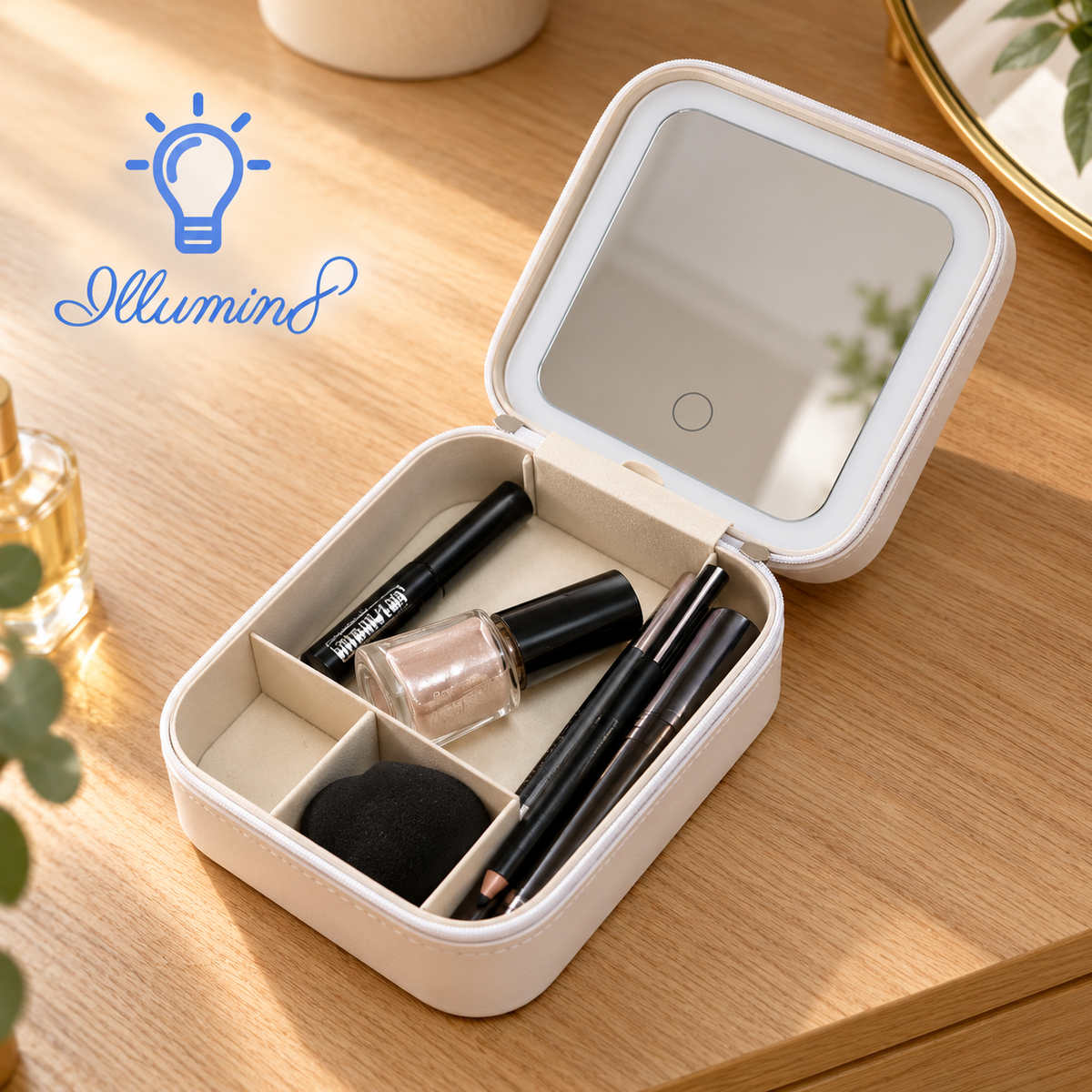 LED Lighted Makeup Case with Adjustable Brightness and Travel-Friendly Design