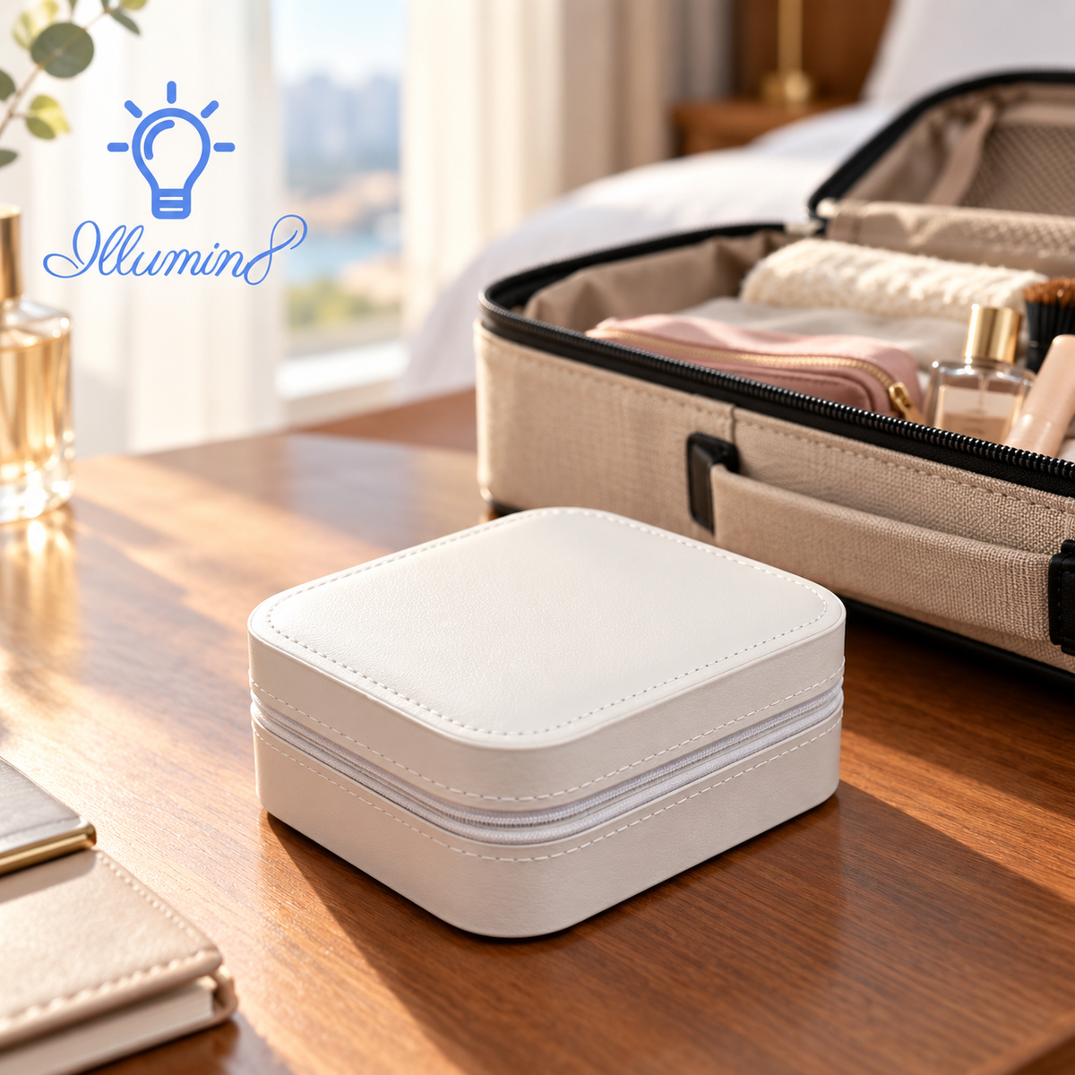 LED Lighted Makeup Case with Adjustable Brightness and Travel-Friendly Design