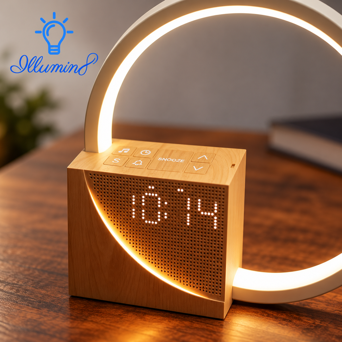 Natural Sound Bedside Lamp with Wake-Up Light and White Noise