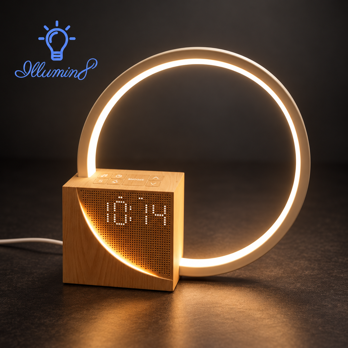 Natural Sound Bedside Lamp with Wake-Up Light and White Noise