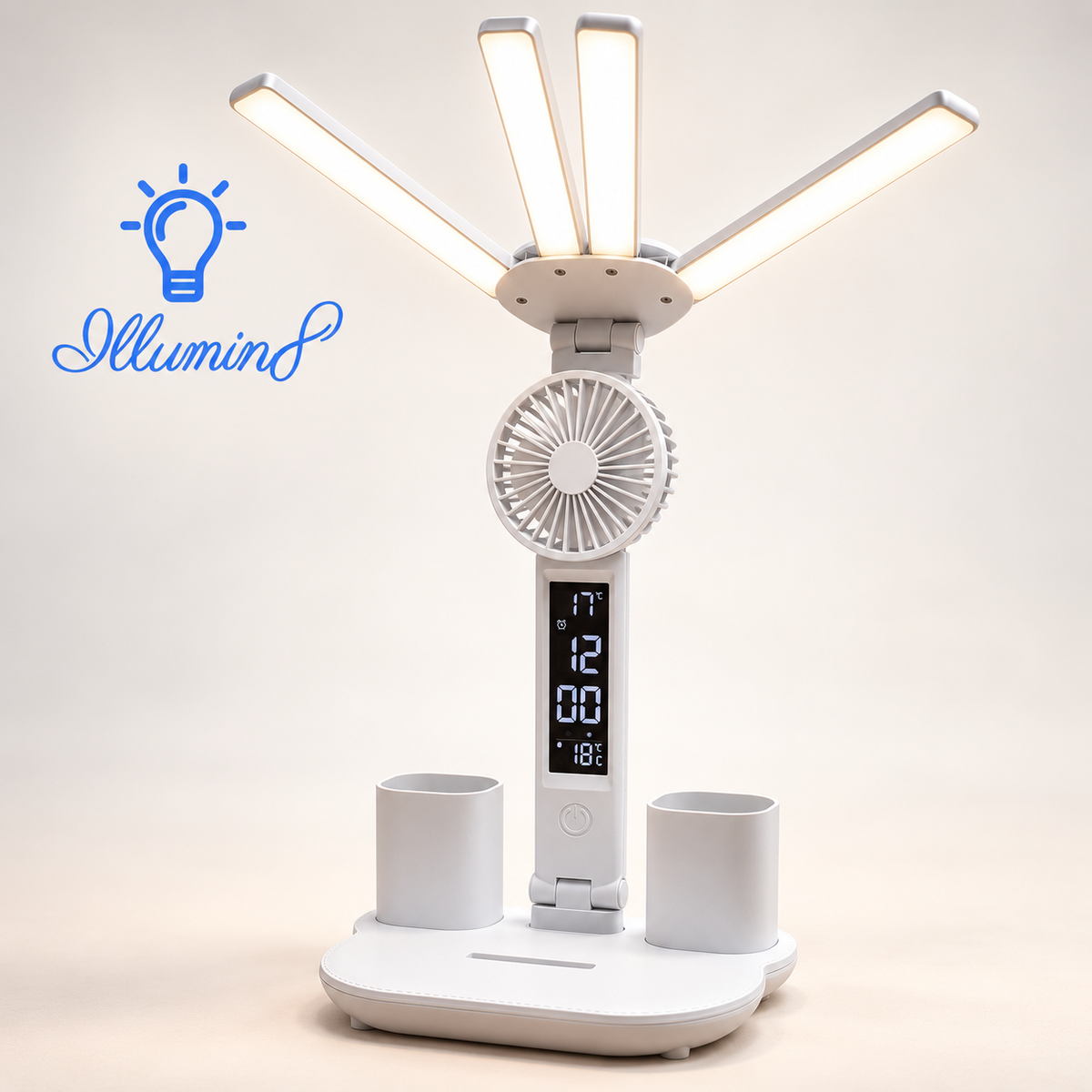 Intelligent 3-in-1 Multifunction LED Desk Lamp with Fan and Display