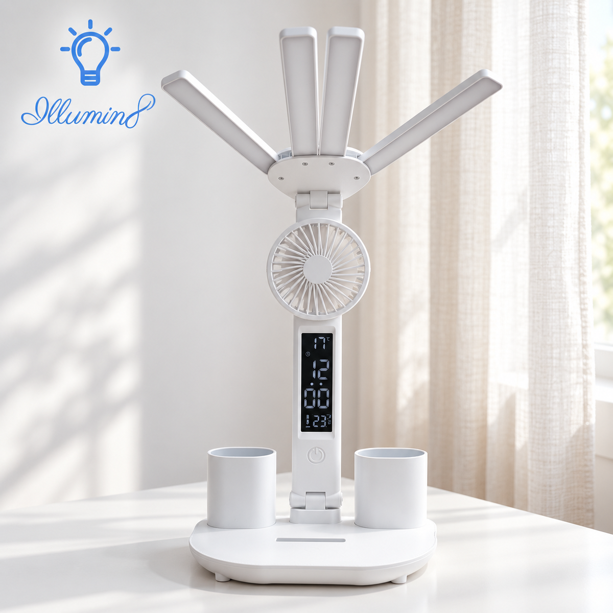 Intelligent 3-in-1 Multifunction LED Desk Lamp with Fan and Display