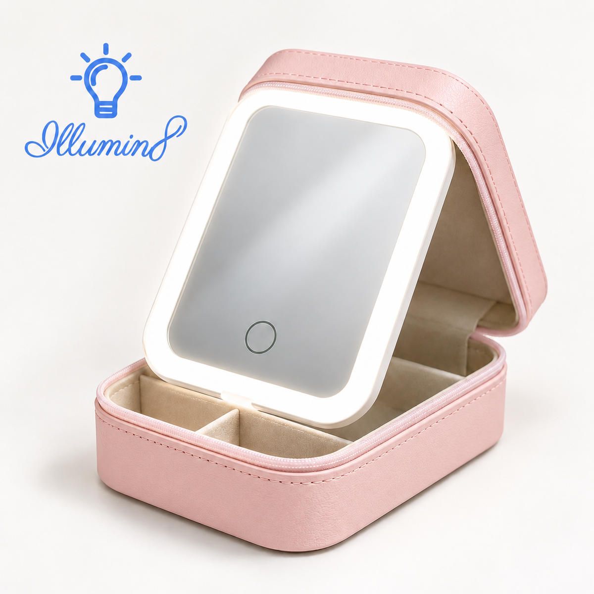 LED Lighted Makeup Case with Adjustable Brightness and Travel-Friendly Design