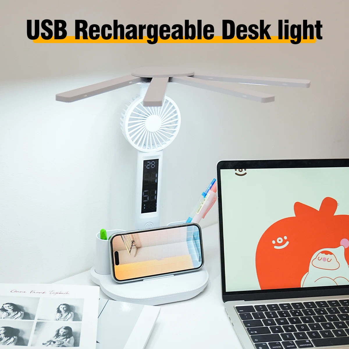 Intelligent 3-in-1 Multifunction LED Desk Lamp with Fan and Display