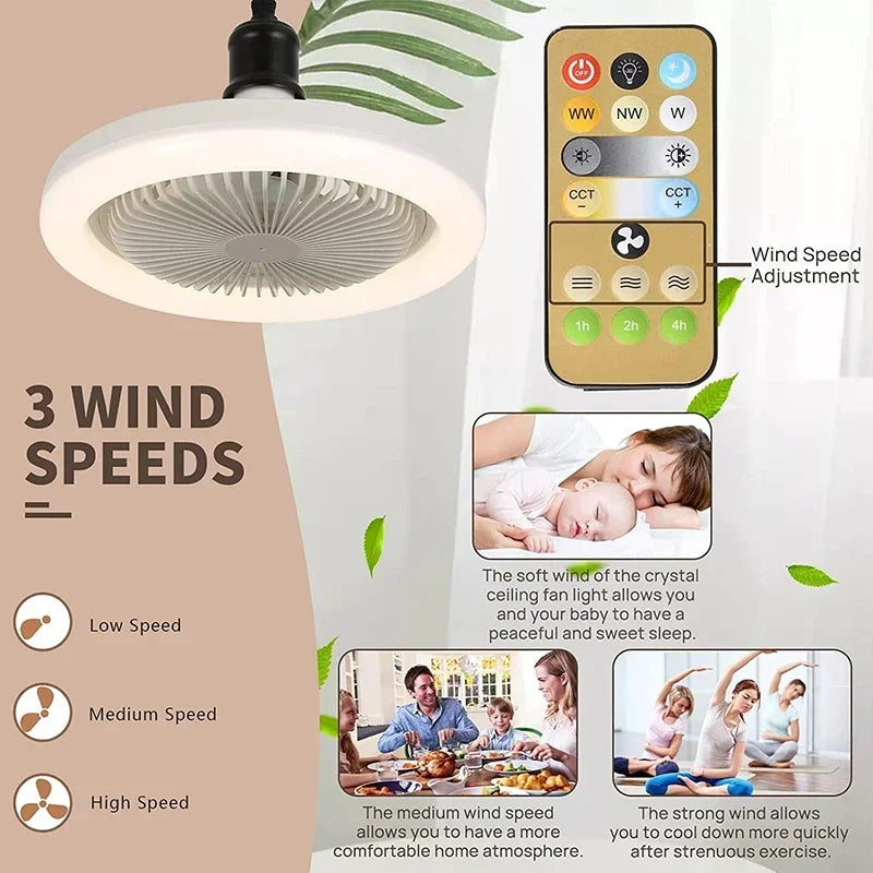 Smart 3-in-1 LED Ceiling Fan with Remote Control and Adjustable Light