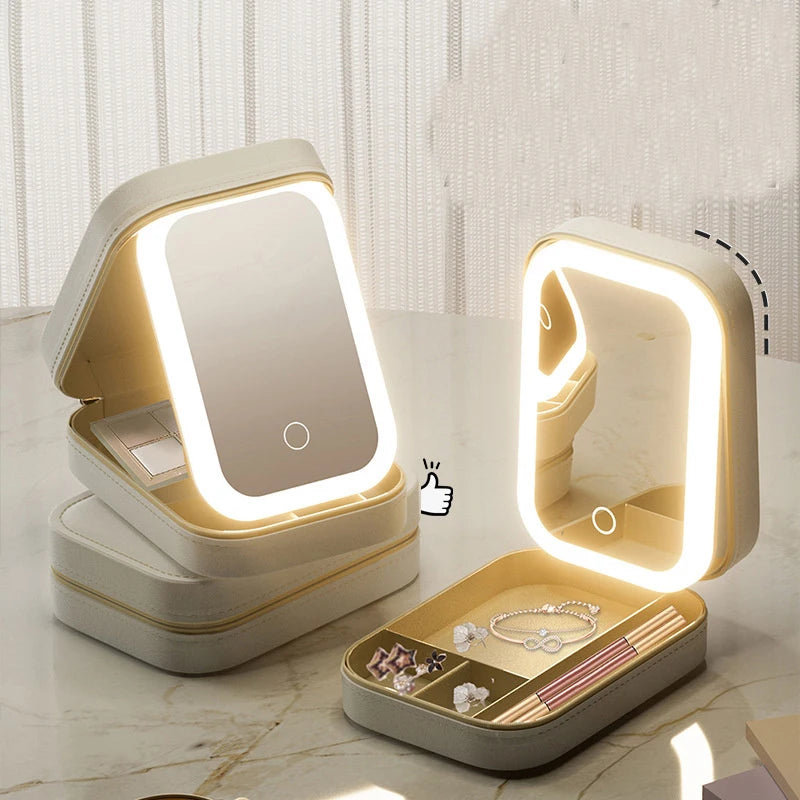 LED Lighted Makeup Case with Adjustable Brightness and Travel-Friendly Design